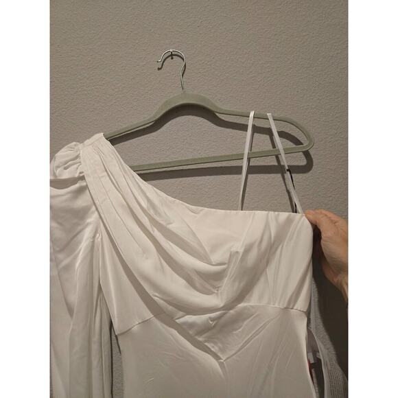 Mac Duggal Ivory One Shoulder Hi Low Dress Women's 6 Formal Wedding White Party - Picture 6 of 12